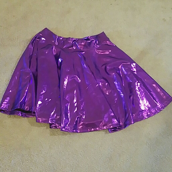 Purple Shiny Patent Leather Skater Skirt