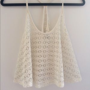 VS PINK crochet flounce cropped top