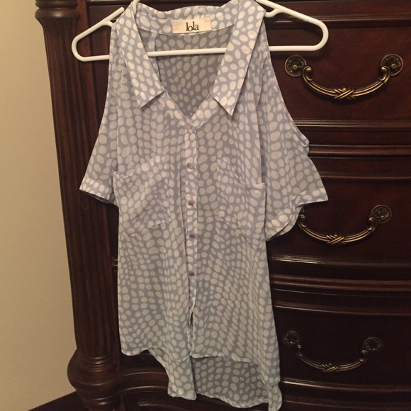 White and baby blue blouse