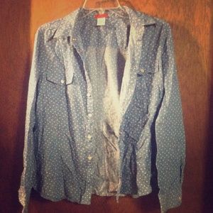Long sleeve, heart polka dot, cotton button down