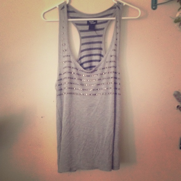 Hot Topic Tops - Teenage Runaway Studded Gray Striped Back Tank XL