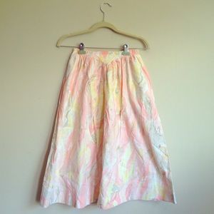 Vintage pastel marble print midi skirt