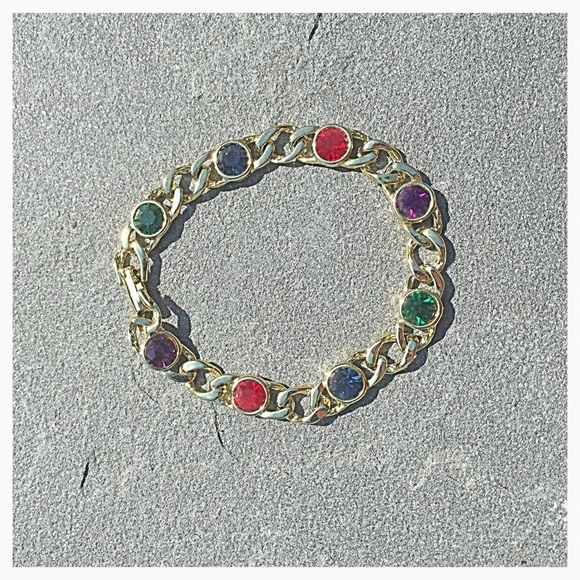 NWOT Gold Bracelet w Multi Colored Stones