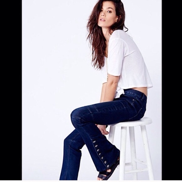 Free People Flare Button Jeans