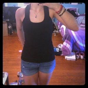 Black Lulu Lemon yoga sleeveless top