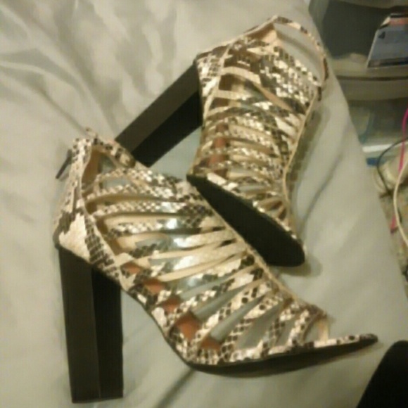 Caged snake skin booties