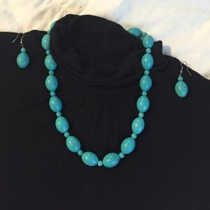 Turquoise necklace and earrings