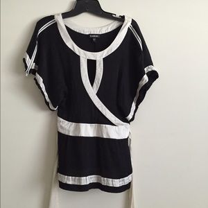 Bebe kimono silk black/cream top