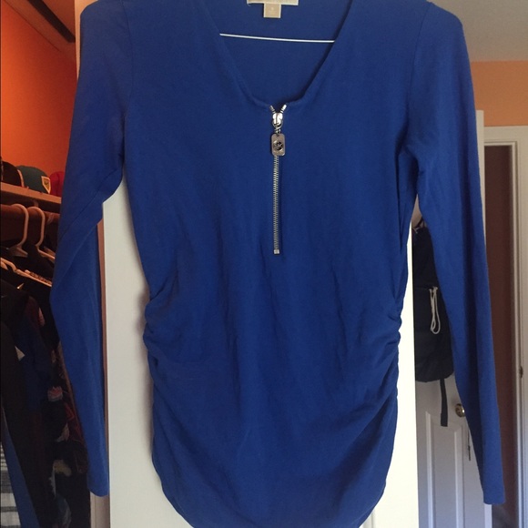 Long sleeve Michael kors royal blue half zip shirt