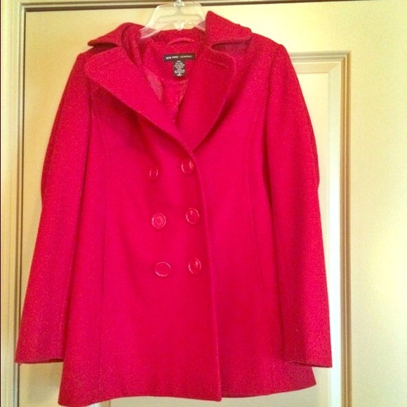 Bright red wool peacock coat