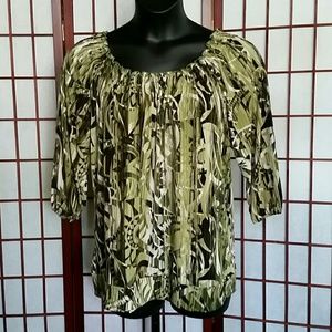 Green and Brown Blouse size 2x
