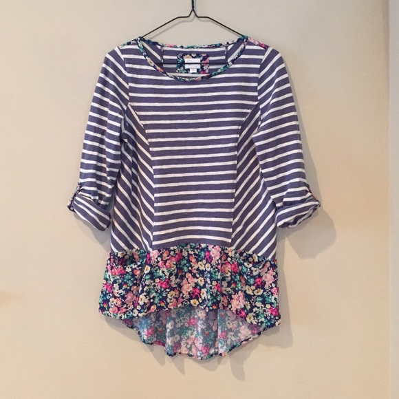 Postcard by Anthro Striped and Floral Top