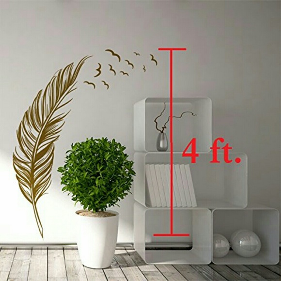 4ft Tall Brown Feather Wall Decal! Super Cute!