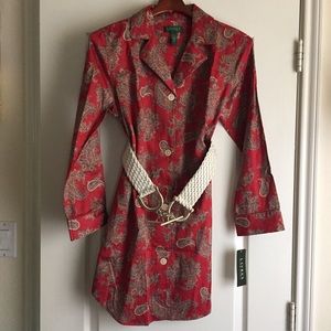 Red paisley shirt dress