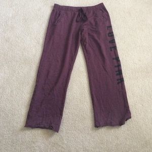 Love pink maroon sweatpants