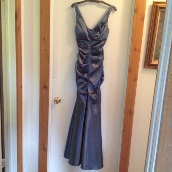 Xscape mermaid style dark gray dress