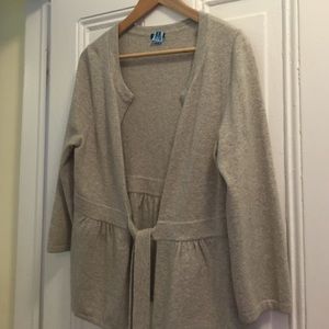 J Crew grey cashmere blend tie front sweater