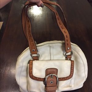 Coach White & tan leather purse