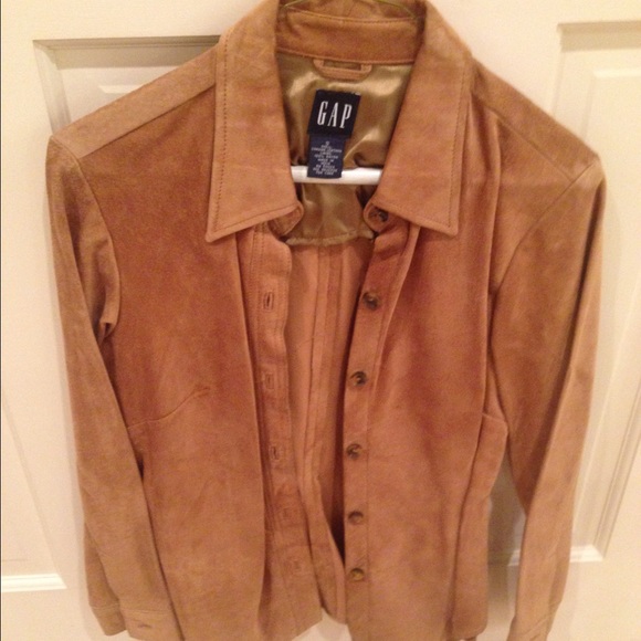 Tan suede button down shirt-can be worn as jacket
