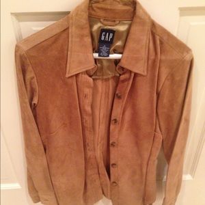Tan suede button down shirt-can be worn as jacket