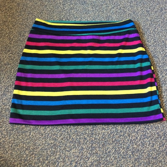 Rainbow striped body-con skirt