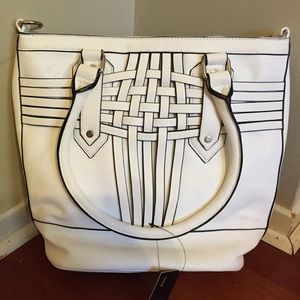Cloe White Leather or Faux Leather Handbag