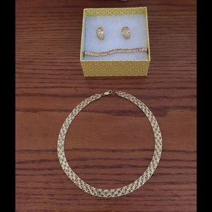 14k necklace bracelet and earring set