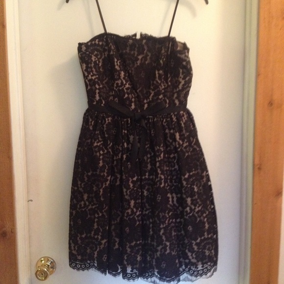 Nude and black lace Neiman Marcus