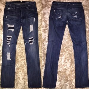 7 for all Mankind Ripped Straight Leg Jean Size 27