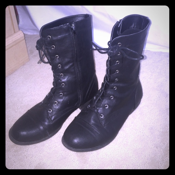 Black combat boots