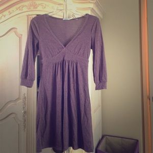 purple v-neck dress