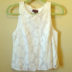 Topshop white lace floral tank top