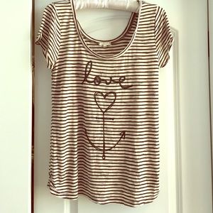 Size L anchor & love black stripped top