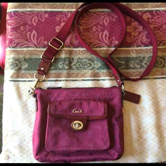 Coach Burgundy Canvas Crossbody - Picture 4 of 4