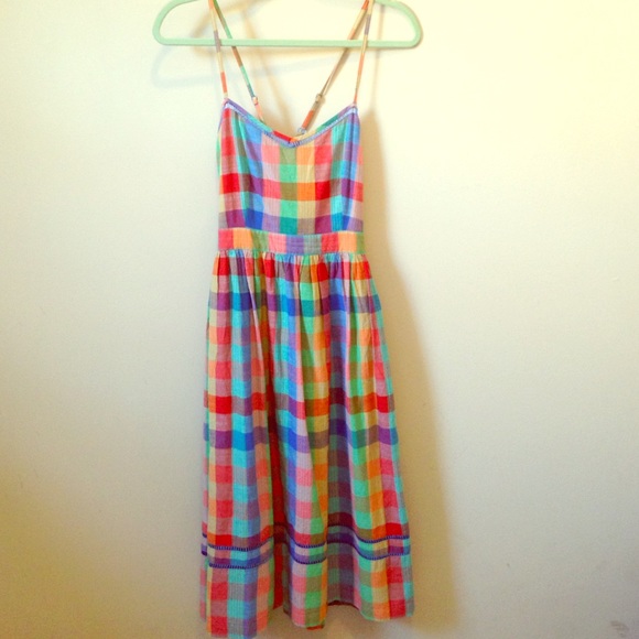 Adorable rainbow plaid sundress
