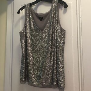 Talbots silver/grey sequin top