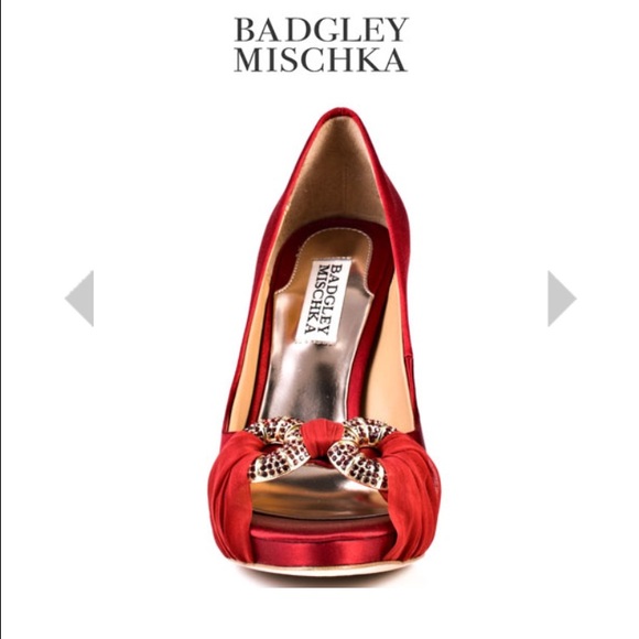 Badgley Mischka Red Satin Pumps