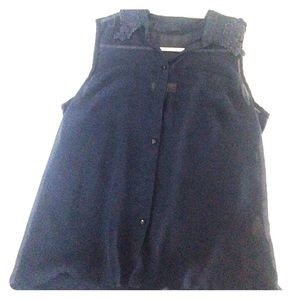 Collared button up tank top