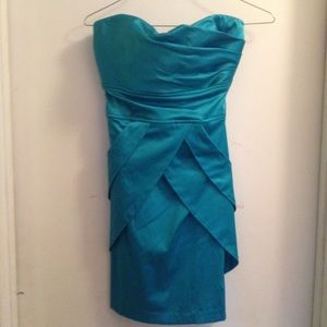 Blue strapless dress