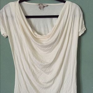White cowl neck top