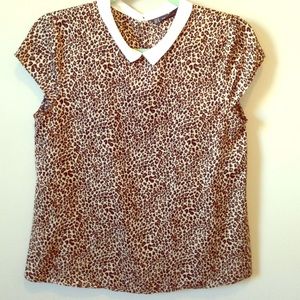 Zara cheetah print blouse with Peter Pan collar