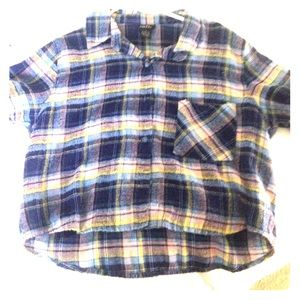 Short sleeve button up crop top