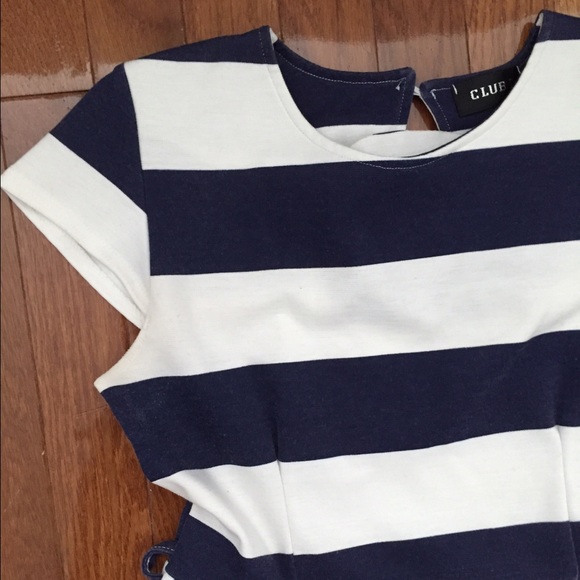 Asos Club L navy/white stripe dress 8 (fits 4-6) - Picture 3 of 4