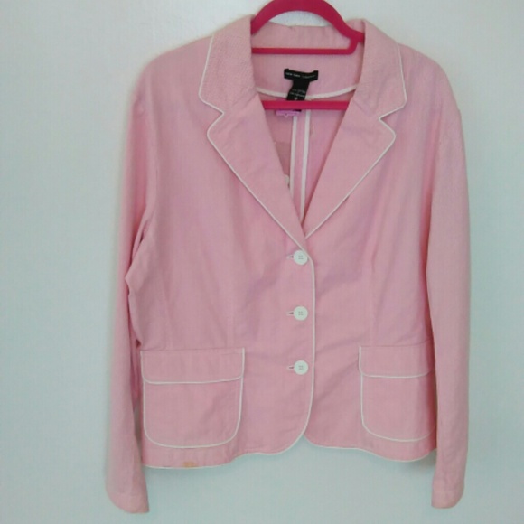 New York &Company soft red & white striped Blazer
