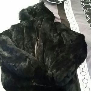 Hooded fur coat