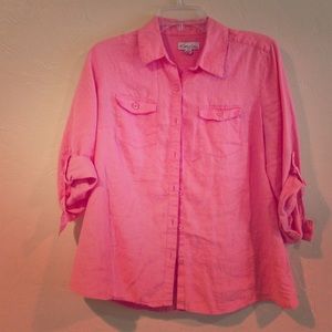 Pastel peach button down blouse