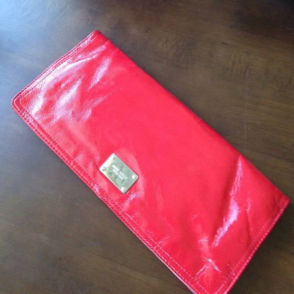 Large red patent leather Nine West clutch