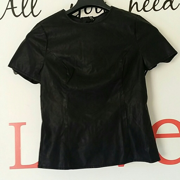 Max Jeans by Max Studio Black Faux Leather Shirt
