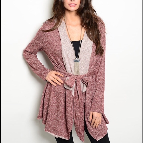 Sweaters - 🎈LAST ONE🎈Maroon Grey Cardigan Sweater Jacket
