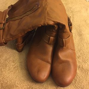 Brown tall boots with mini heel